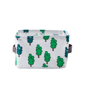 2Pcs Desktop Storage Basket Cute Printing Waterproof Organizer Cotton Linen Sundries Storage Box Cabinet Underwear Storage Bag