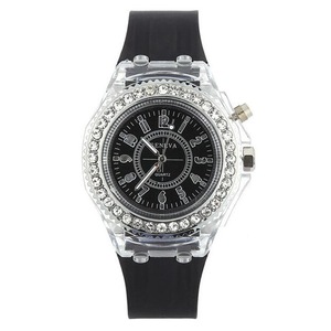 2PCS Fashion Casual Silica Gel Band Watch Lovers Luminous Quartz Watch black