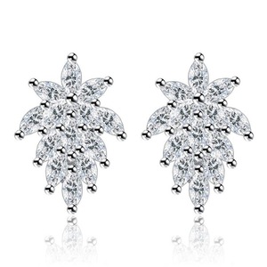 2PCS Fashion Female Copper Earrings Geometric Flowers Earrings Jewelry