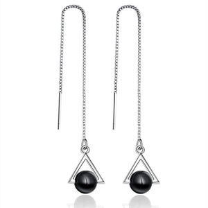 2PCS Fashion Female Fringed Earrings Jewelry Triangle Geometric Earrings Long Copper Ear Wire