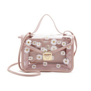 2Pcs Fashion Transparent Daisy Pattern Shoulder Bag Women Girls Retro Handbag Messenger Top Handle Bag Small Bags Crossbody Bags