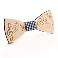 2PCS Fashion Weastern Wood Elegant Gentleman Bow Ties Handmade Butterfly Wedding Party Bow Ties Butterfly Wooden Unique Tie for Man