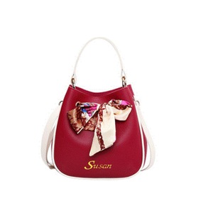 2Pcs Fashion Women Floral Bow Bags Retro Bucket Bag Shoulder Tote PU Leather Clutch Handbag Tasse Simple Crossbody Bag Tote