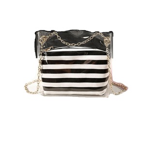 2Pcs Fashion Women Transparent Handbag Small Bag Clear Jelly Purse Clutch Satchel