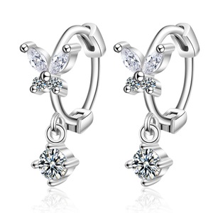 2PCS Female Butterfly Earrings Fashion Copper Jewelry Stud Earrings for Women