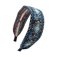 2PCS Headband Bohemian Floral Embroidery Bandana Polyester Plastic Sweet Hair Band Vintage Ethnic Style Hair Accessories For Women