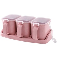 2Pcs household salt sugar condiment box For kitchen seasoning condiment jar salt shaker condiment box