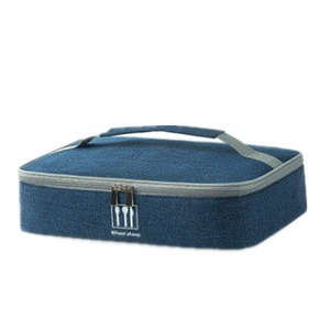 2Pcs Insulated Lunch Bag Wide Flat Cooler Picnic Travel Food Box Tote Ziplock Snacks Carry Bags Rectangle Office Work Students School