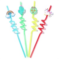 2PCS Kitchen Drink Straw Cactus Cloud Owl Cartoon Styling Straw Birthday Party Restaurant Art Deco Sipper