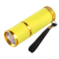 2PCS Mini 9 LEDs Flashlight Nail Dryer Curing Gel Lamp Flashlight Torch for UV Gel Nail Polish Dryer yellow