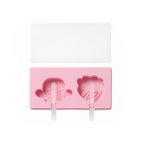 2Pcs New Silicone Ice Cream Mold Popsicle Molds DIY Homemade Freezer Ice Lolly Maker Cartoon Ice Cream Popsicle Ice Pop Maker Mould