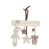 2Pcs Newborn Baby Rattles Music Hanging Bed Safety Seat Plush Toy Hand Bell Multifunctional Stroller Toy(Rabbit car hanging)