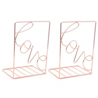 2Pcs/Pair Metal 2c olors Creative Love Shaped Metal Bookends Desk Storage Holder Shelf Book Organizer Stand