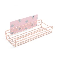 2Pcs Punch-free Metal Bath Shelf Bathroom Shampoo Cosmetic Wall Hanging Shelf Rack Holder Self Adhesive Toilet Kitchen Storage Rack
