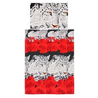 2PCS/Set 3D Leopard Rose Printed Duvet Cover Pillow Cases Quilt Bedding Sets Twin Bed