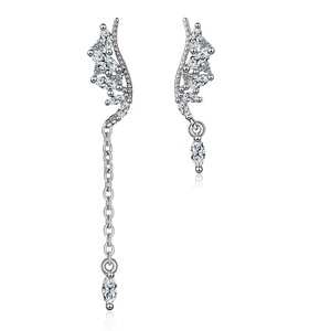 2PCS Silver plating Asymmetric Wings Mosaic Earrings Fashion Engagement Jewelry for Women Gifts
