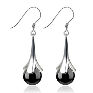 2PCS Silver plating Beads Retro Long Tassel Silver Earrings for Women Earrings Jewelry