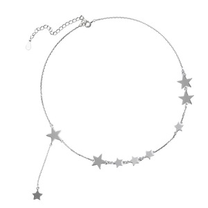 2PCS Silver plating Charm Chain Necklace for Women Trendy Pendant Tassel Clavicle Chain Party Jewelry Gift