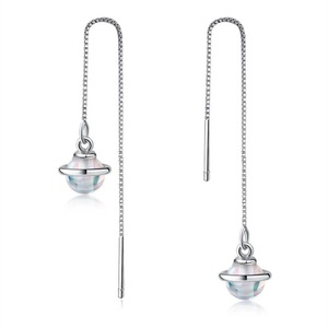 2PCS Silver plating Long Earrings for Women Elegant Planet Geometric Tassel Jewelry Gifts