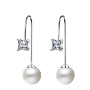 2PCS Silver plating Long Earrings Jewelry for Women Wedding Couple Fashion Simple Accessories