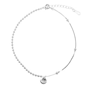 2PCS Silver plating Lucky Round Disc Ankle Bracelet For Women Foot Accessories Beach Anklet Jewelry