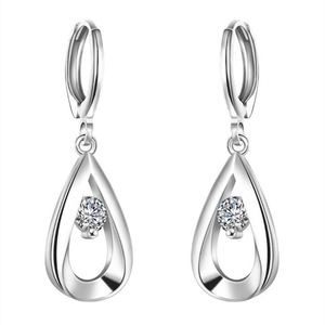 2PCS Silver plating Romantic Water-drop Vintage Long Dangle Earrings for Women Wedding Jewelry