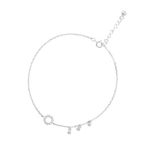 2PCS Silver plating Round Circle Tassel Anklet Bracelet Geometric Anklet For Women Summer Beach Jewelry