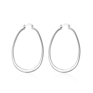 2PCS Silver plating Smooth Round Hoop Earrings for Woman Best Gift Fashion Charm Wedding Jewelry