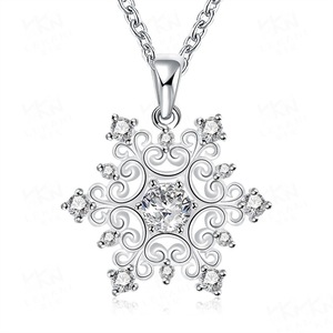 2PCS Silver plating Snowflake Pendants&Necklaces Jewelry