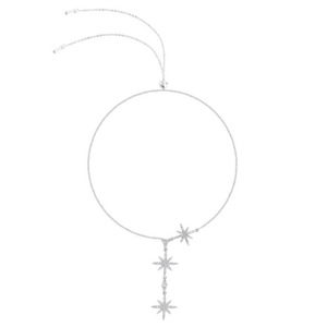 2PCS Silver plating Star Pendant Chain Necklace Shiny Simple Stars Jewelry for Women Wedding Gift
