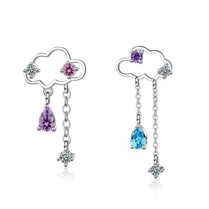 2PCS Silver plating Two Colors Cloud Shape Earrings for Women Girls Jewelry Cute Gift Simple Fashion