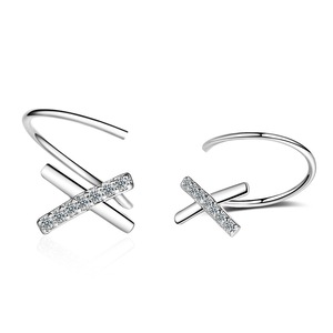 2PCS Simple Clear Copper Shaped Hoop Earrings for Women Jewelry