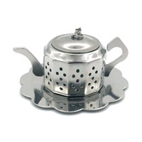 2PCS Simple Stainless Steel Kettle Shape Tea Leaf Strainer Filter Stainless steel lace teapot