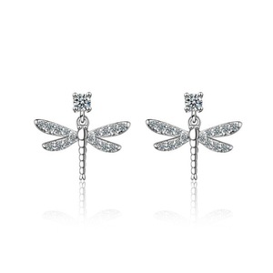 2PCS Temperament Dragonfly Copper Jewelry Sweet Insect Personality Stud Earrings