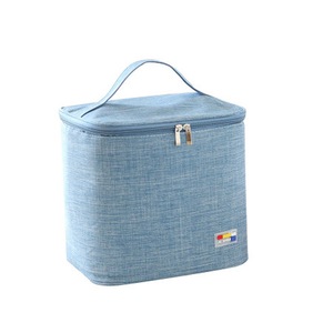 2Pcs Thermal Insulated Bucket Lunch Sack Cooler Food Snack Picnic Carry Tote Bag Pail Zipper Closure Utensils Organizer Lunch Box