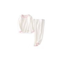 2PCS Underwear Suit Children Underwear Long-Sleeved - WHITE
