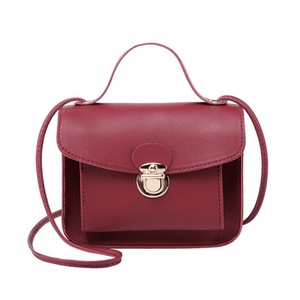 2PCS Women Casual Fashion Solid Color Single Shoulder Bag Sweet Style Mini Square Bag red