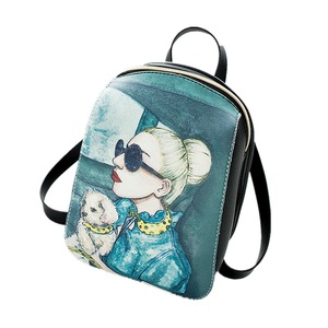 2Pcs Women Girls Waterproof PU Leather Backpack Faux Leather Mini Rucksack Fashion Shoulder School Bag Travel Bag