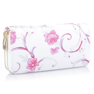 2Pcs Women Ladies Leather Rose Flower Wallet Long Clutch Phone Card Cash Holder Purse Zipper strap Printed rose wallet
