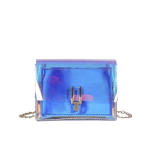 2Pcs Women Laser Messenger Bags Chain Bag Clear Transparent Crossbody Bags Purse Flap