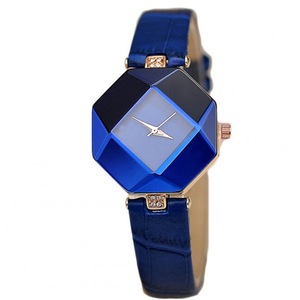 2PCS Women Simple Fashion High-precision Rhombus Quartz Watch blue