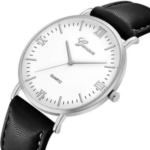 2Pcs XR3252 Simple Dial Design Leather Strap Casual Style Fashion Men Watch Quartz Watch