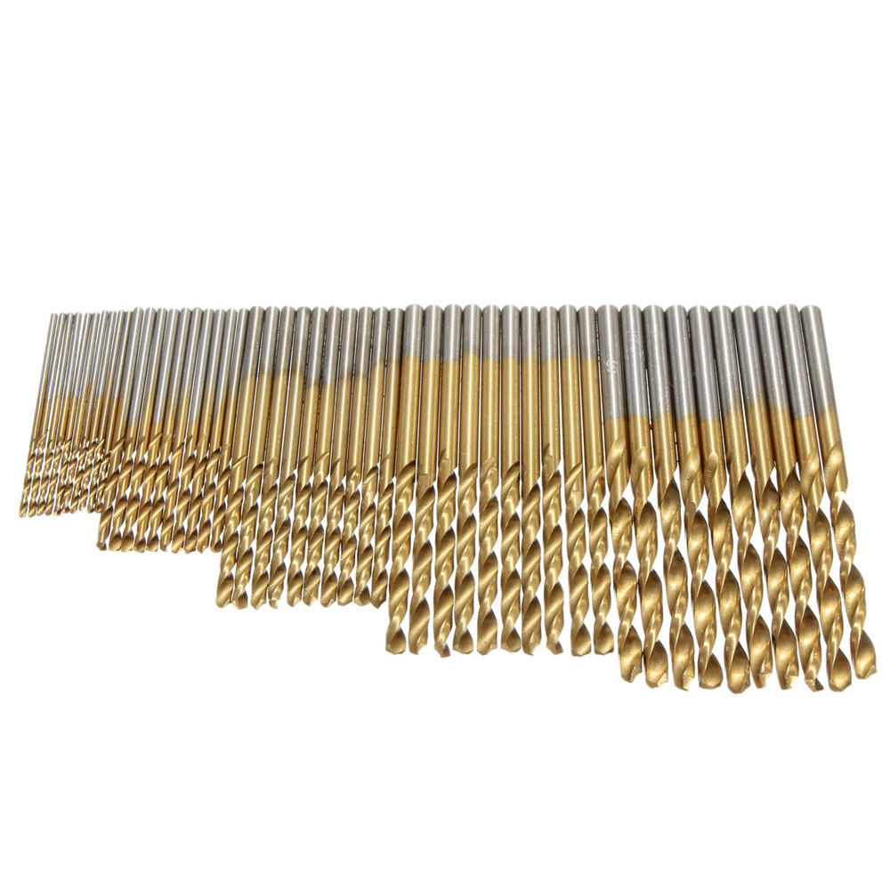 2Set 50PCS 1/1.5/2/2.5/3mm HSS Titanium Coated Twist Drill Bits High Speed Steel