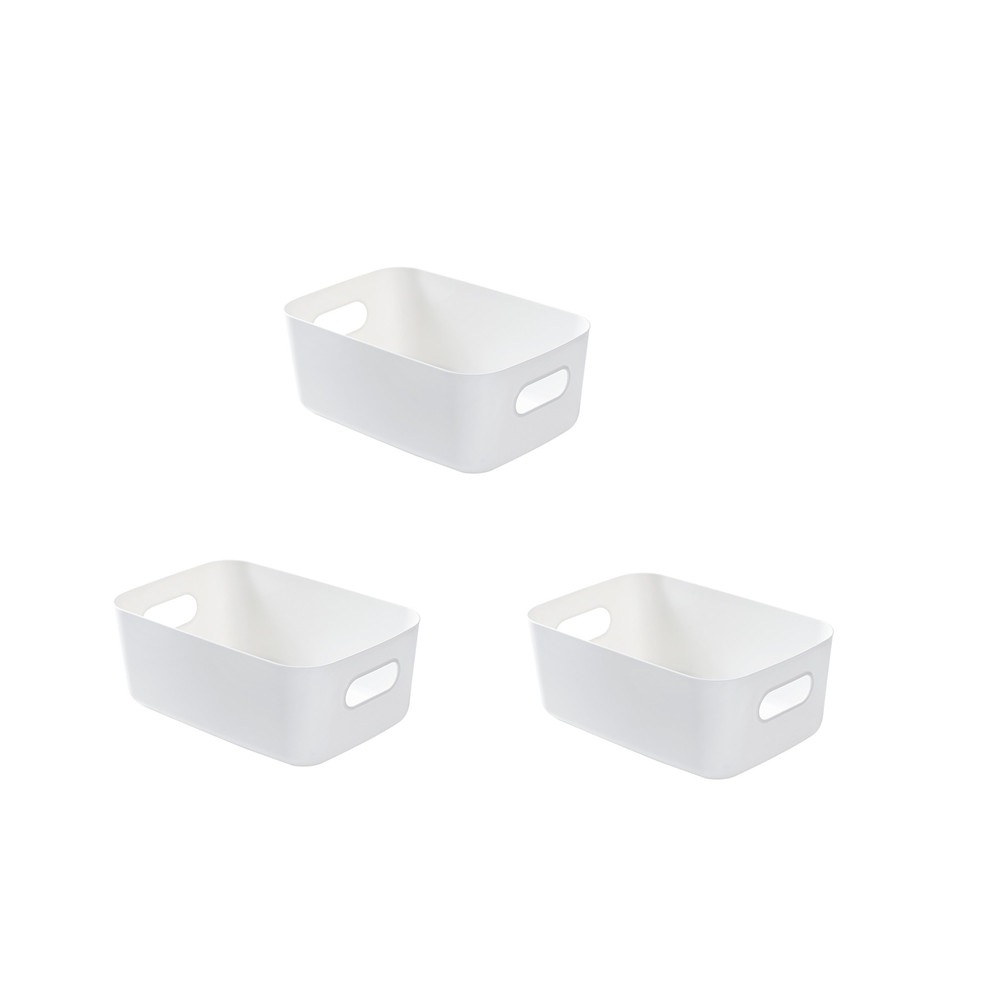 2Set Cosmetics Storage Container Sundries Case Plastic Desktop Storage Basket With Handle Table Storage Case Pouch Organizer