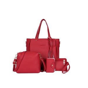 2Set Handbag+Shoulder Bag+Purse+Card Holder 4Pcs/Set Women Tassel PU Leather Bag