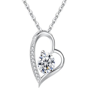 2X Silver Love Shaped Necklace Shiny Collarbone Chain Jewelry Gift Female