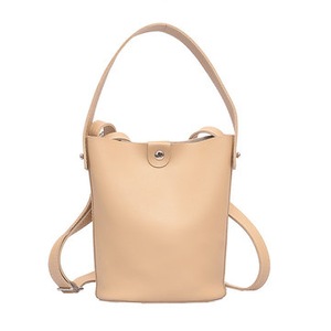 3.8L Women PU Leather Bucket Bag Portable Handbag Leisure Shoulder Bag Outdoor Travel KHAKI COLOR