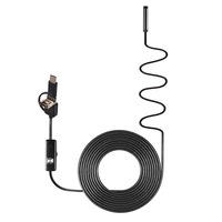 3-in-1 7mm 6LED Rigid Waterproof Endoscope USB Type C Borescope Inspection Camera 5M