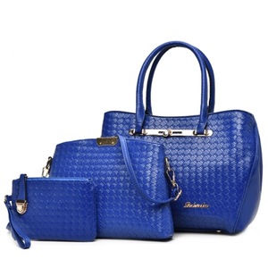 3 in 1 Casual PU Shoulder Bag Weave Pattern Ladies Handbag Messenger Bag