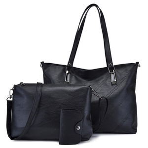 3 in 1 Fashionable PU Leather Women Handbag Single-shoulder Bag Messenger Bag (Black)